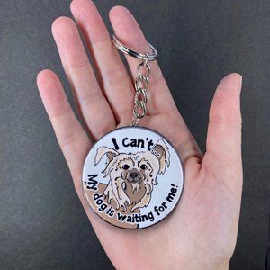 Chinese Crested Dog Keychain, Handmade Accessories 2.25"
